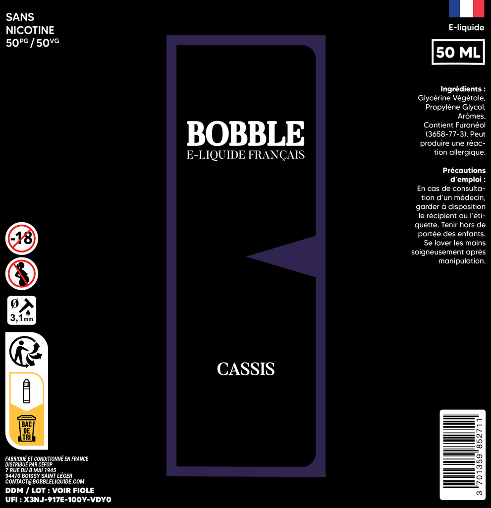 Bobble 50ml - Cassis