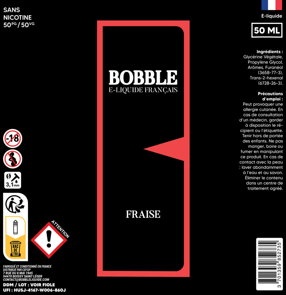 Bobble 50ml - Fraise