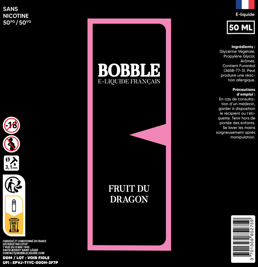 Bobble 50ml - Fruits Du Dragon
