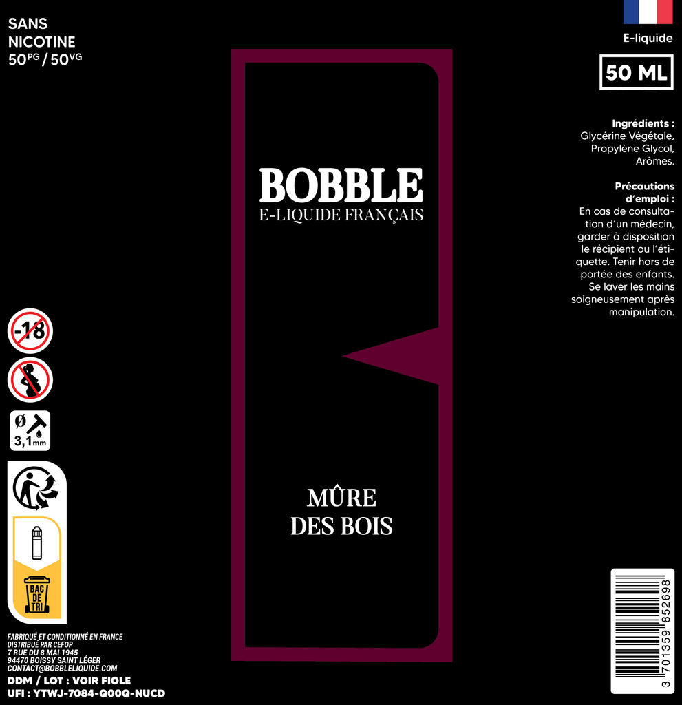 Bobble 50ml - Mûre Des Bois 