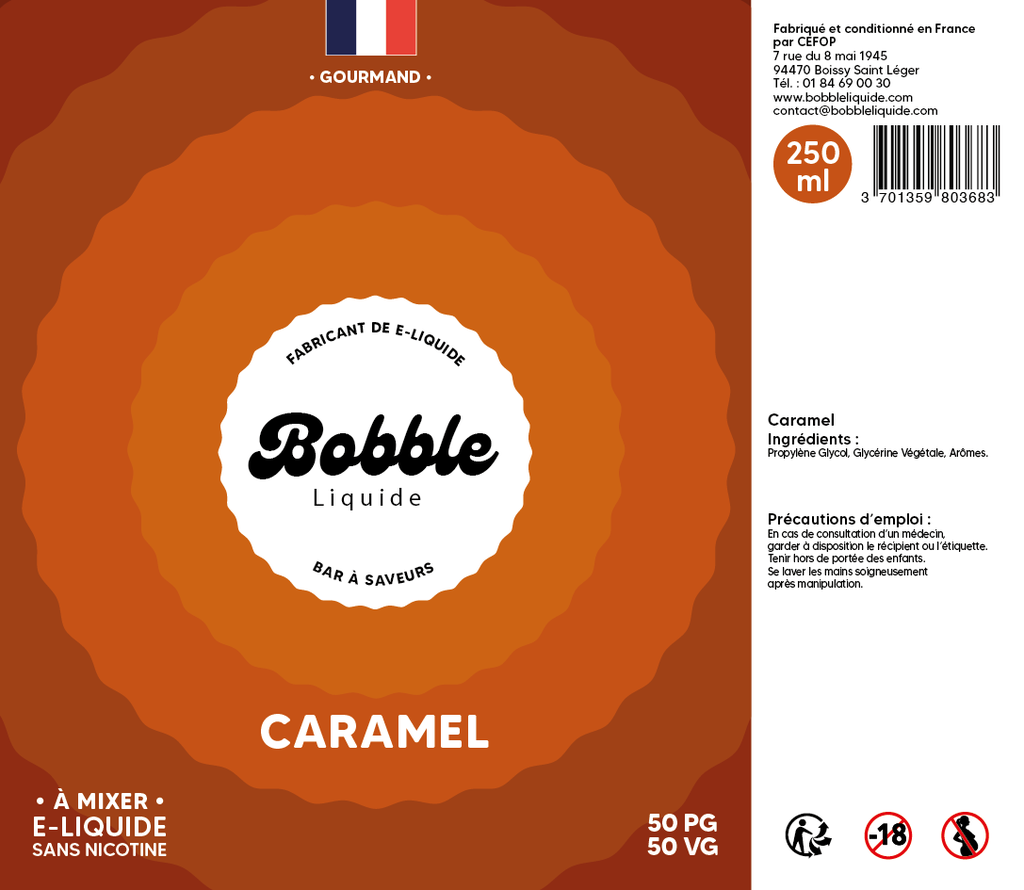 Bobble Bar 250ml Caramel