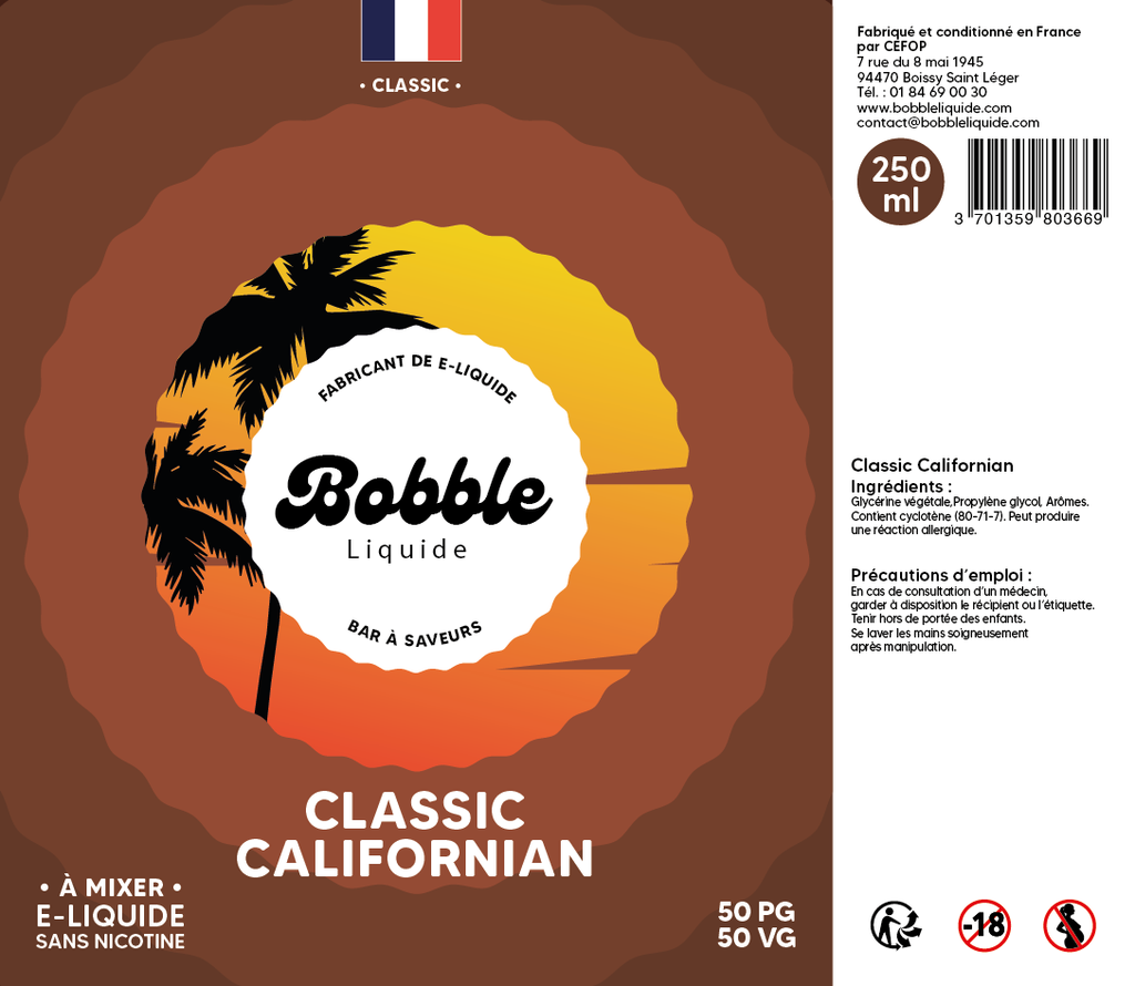 Bobble Bar 250ml Classic Californian