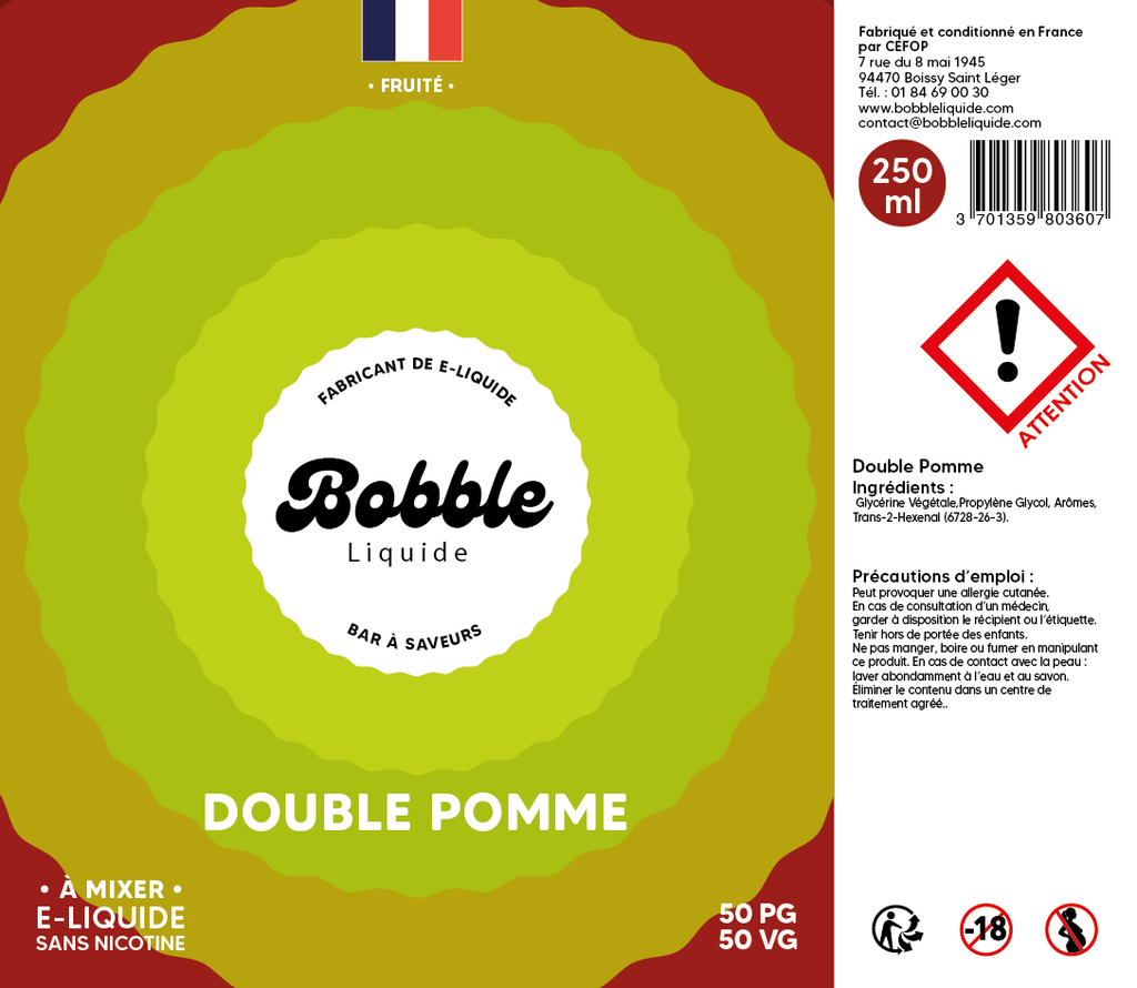 Bobble Bar 250ml Double Pomme