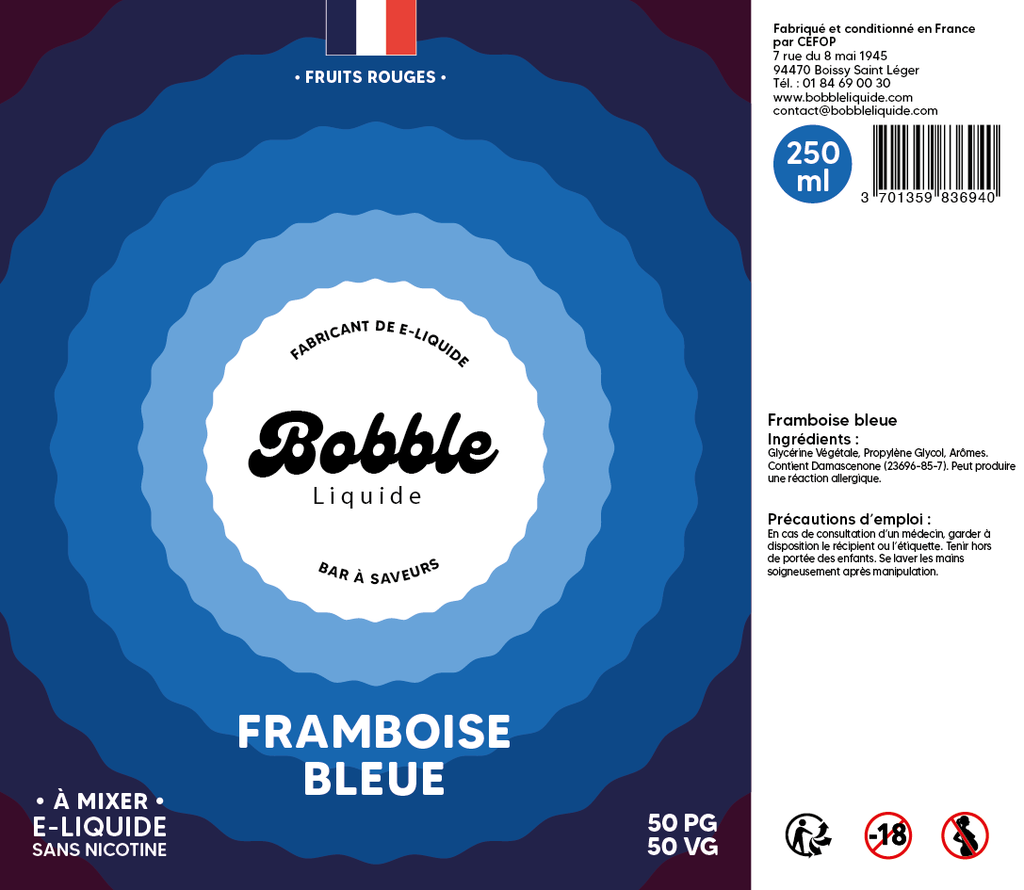Bobble Bar 250ml Framboise Bleue