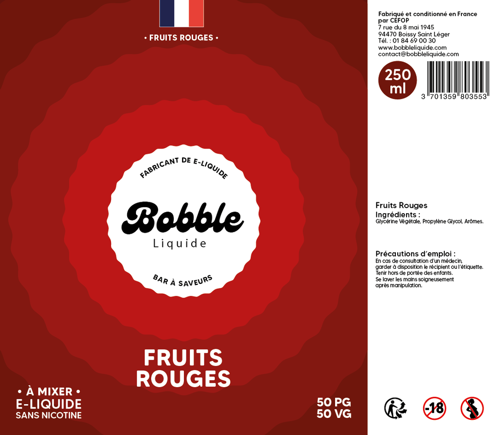 Bobble Bar 250ml Fruits Rouges