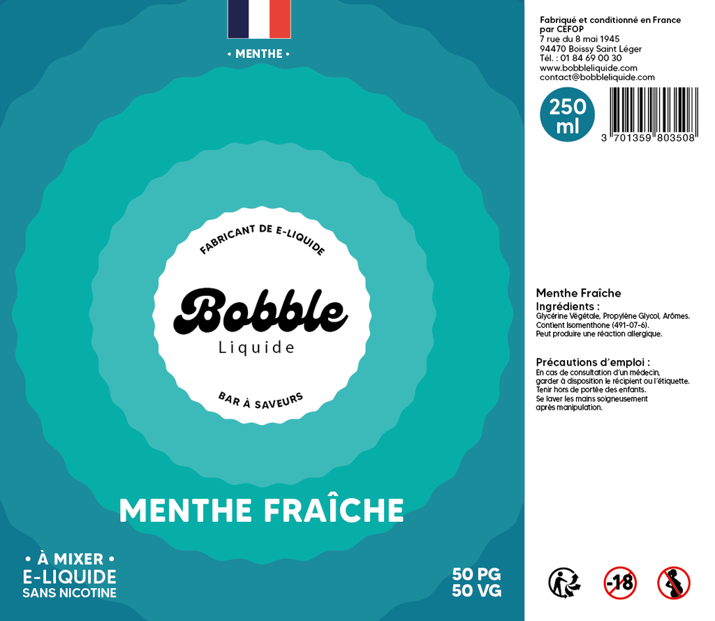 Bobble Bar 250ml Menthe Fraîche