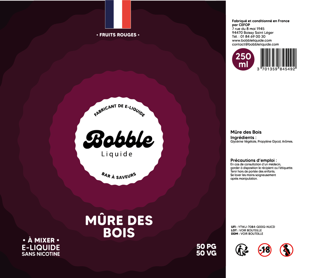 Bobble Bar 250ml Mûre des Bois