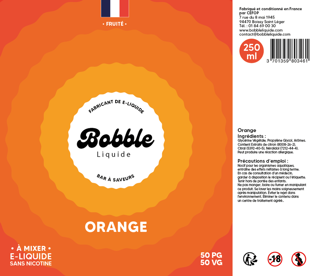 Bobble Bar 250ml Orange