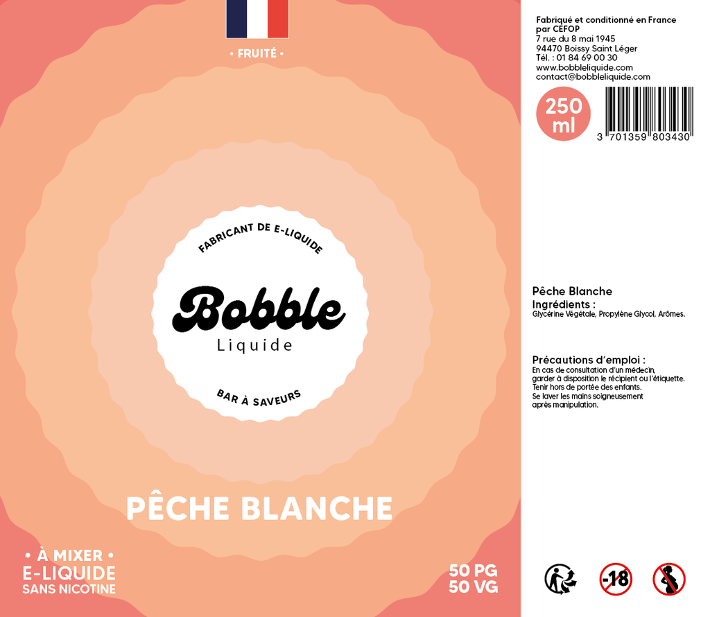 Bobble Bar 250ml Pêche blanche