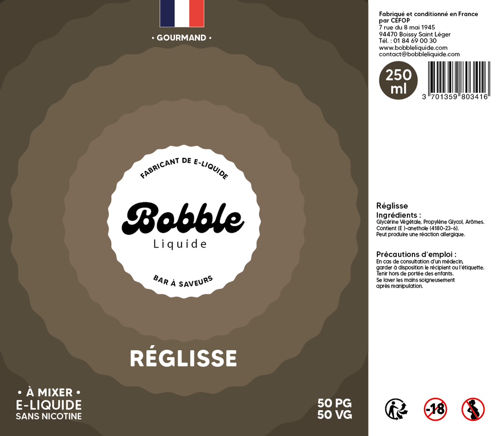 Bobble Bar 250ml Réglisse