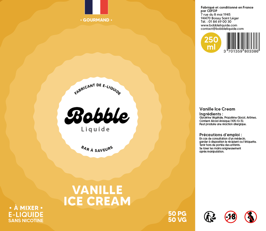 Bobble Bar 250ml Vanille Ice Cream