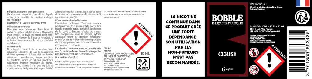 Bobble 10ml - Cerise (Boîte de 6) 