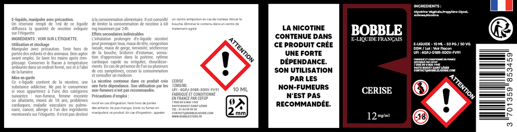 Bobble 10ml - Cerise (Boîte de 6) 