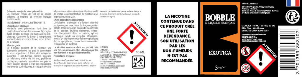 Bobble 10ml - Exotica (Boîte de 6)