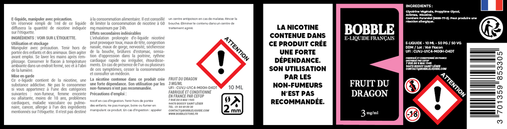 Bobble 10ml - Fruits Du Dragon (Boîte de 6)