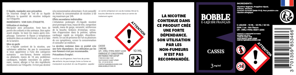 Bobble 10ml - Cassis 