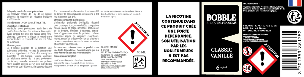 Bobble 10ml - Classic Vanillé
