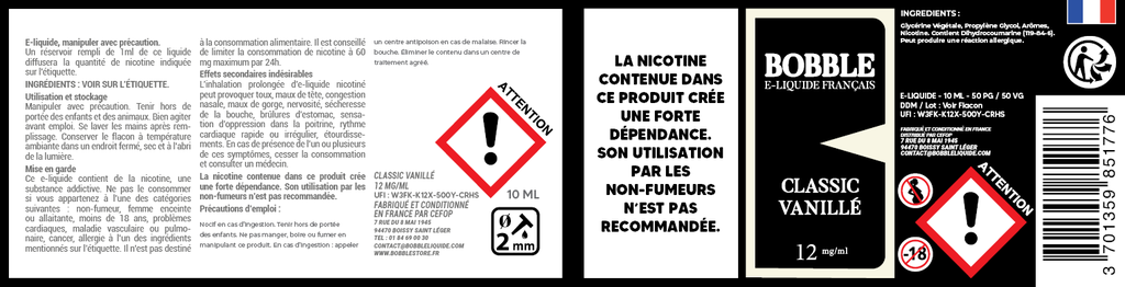 Bobble 10ml - Classic Vanillé