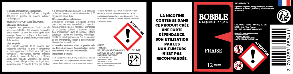Bobble 10ml - Fraise 