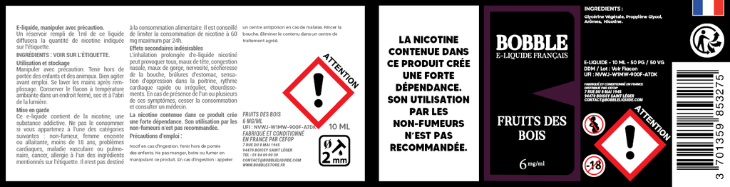 Bobble 10ml - Fruits Des Bois 