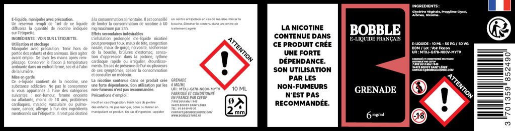 Bobble 10ml - Grenade 