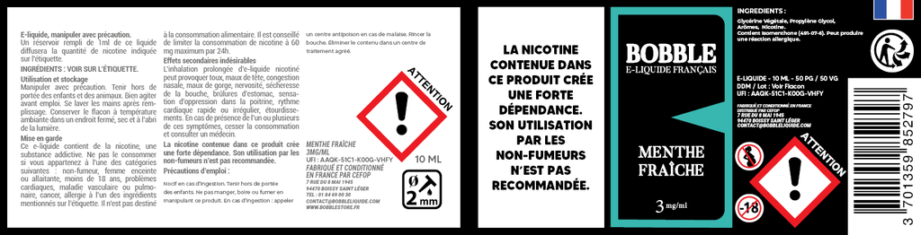 Bobble 10ml - Menthe Fraiche