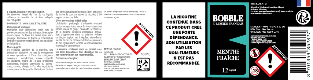 Bobble 10ml - Menthe Fraiche