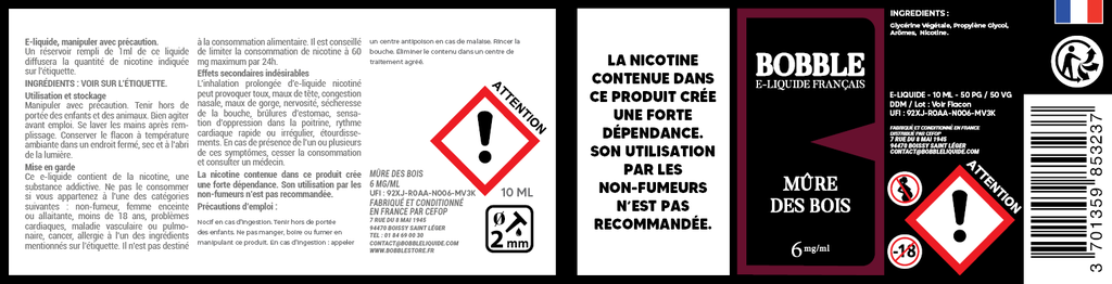 Bobble 10ml - Mûre Des Bois