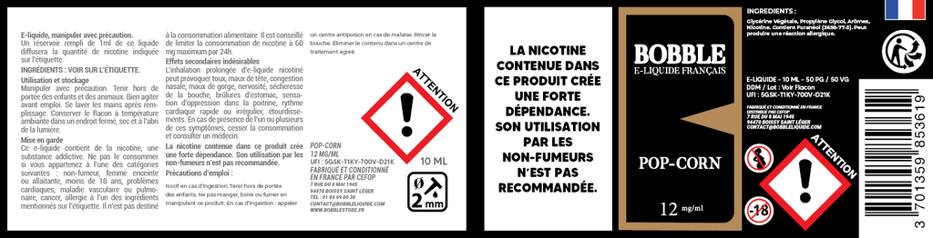 Bobble 10ml - Pop Corn 