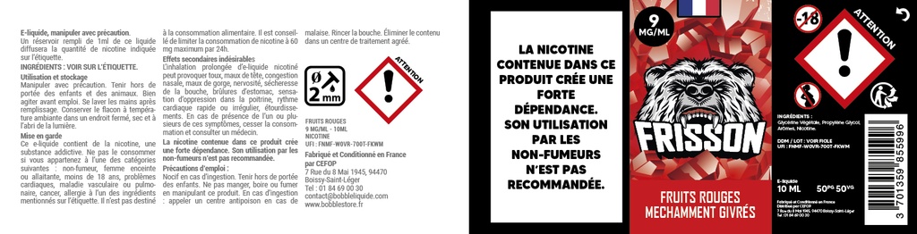 Frisson 10ml (Boite de 6) - Fruits Rouges Méchamment Givrée
