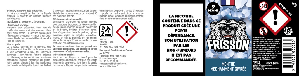 Frisson 10ml (Boite de 6) - Menthe Méchamment Givrée 