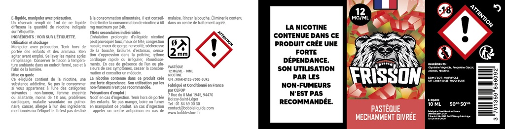 Frisson 10ml (Boite de 6) - Pastèque Méchamment Givrée 