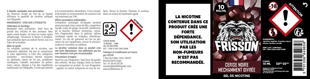 Frisson 10ml SDN (Boite de 6) - Cerise Noire Méchamment Givrée 