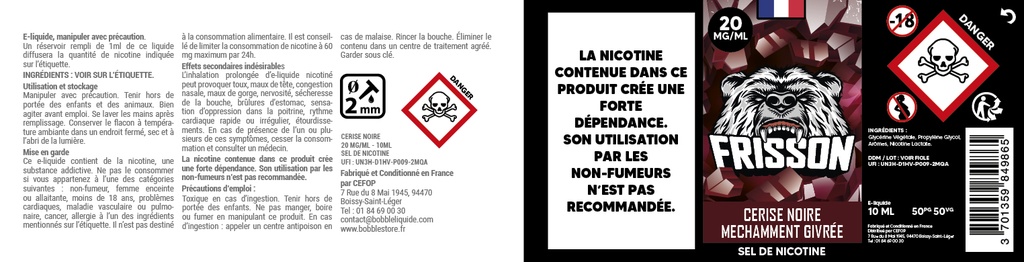 Frisson 10ml SDN (Boite de 6) - Cerise Noire Méchamment Givrée 