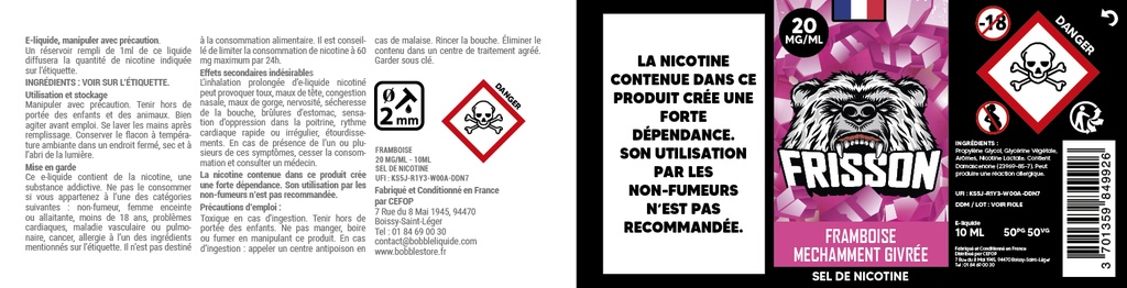 Frisson 10ml SDN (Boite de 6) - Framboise Méchamment Givrée 