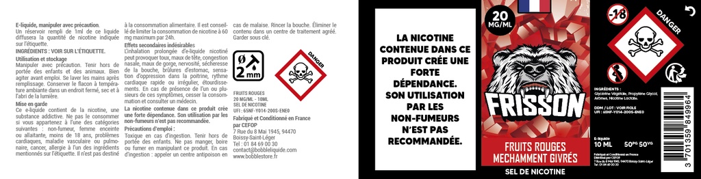 Frisson 10ml SDN (Boite de 6) - Fruits Rouges Méchamment Givrée 