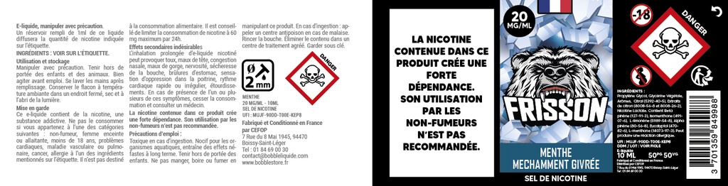 Frisson 10ml SDN (Boite de 6) - Menthe Méchamment Givrée 