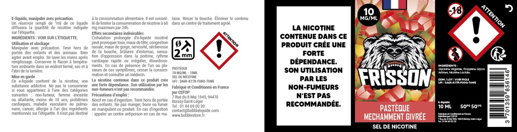 Frisson 10ml SDN (Boite de 6) - Pastèque Méchamment Givrée  