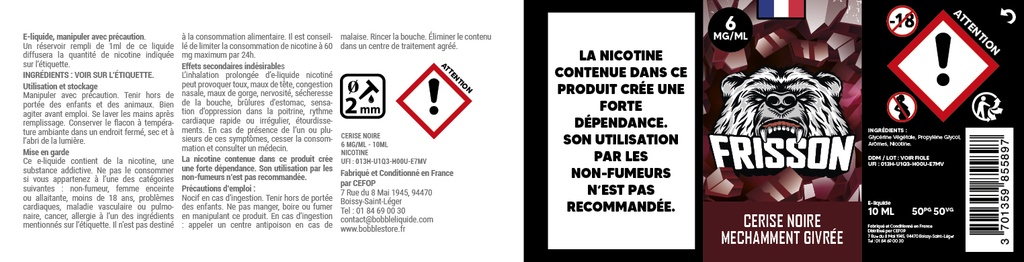 Frisson 10ml (Boite de 6) - Cerise Noire Méchamment Givrée  