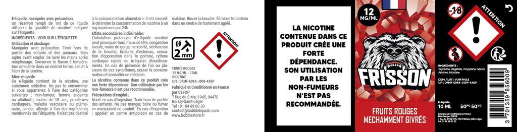 Frisson 10ml (Boite de 6) - Fruits Rouges Méchamment Givrée