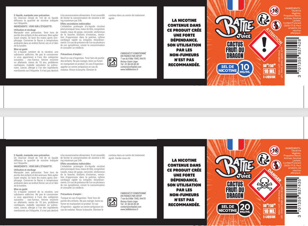 Battle Juice 10ml SDN - Cactus Fruit du Dragon