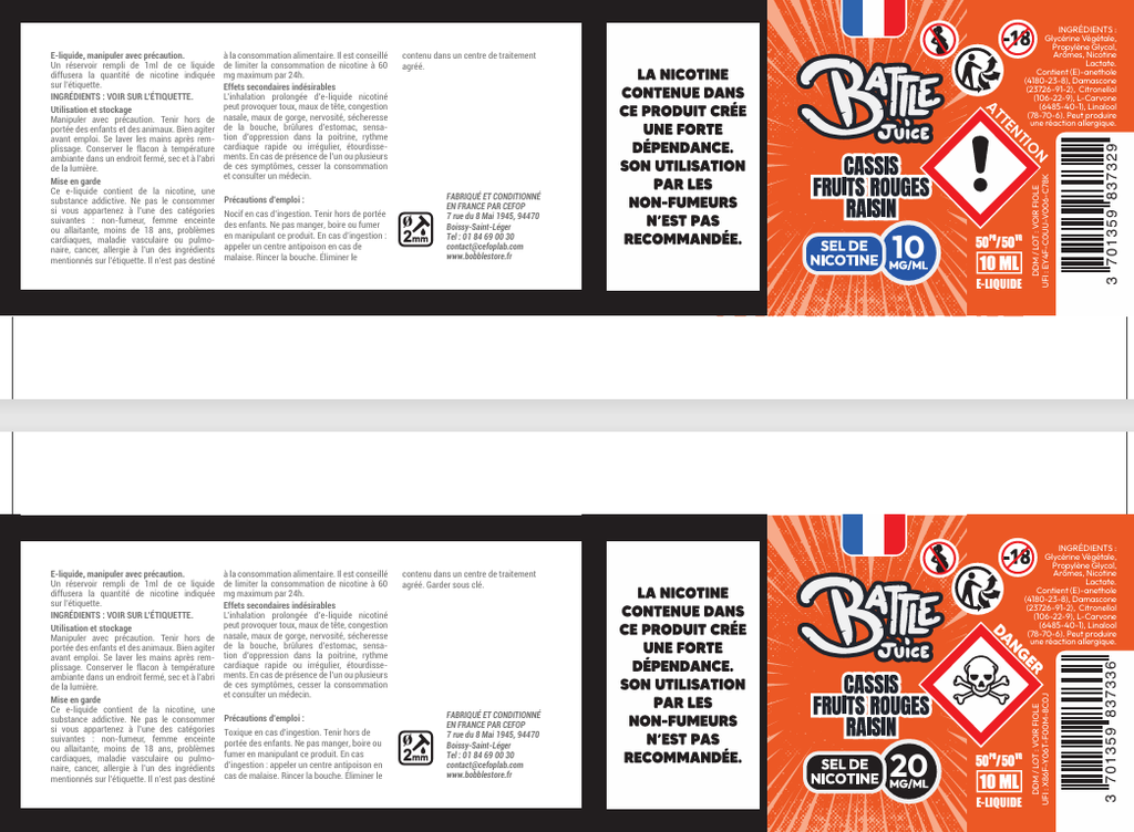 Battle Juice 10ml SDN - Cassis Fruits Rouges Raisin