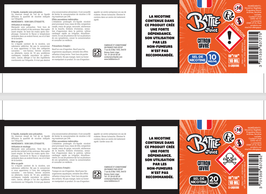 Battle Juice 10ml SDN - Citron Givré