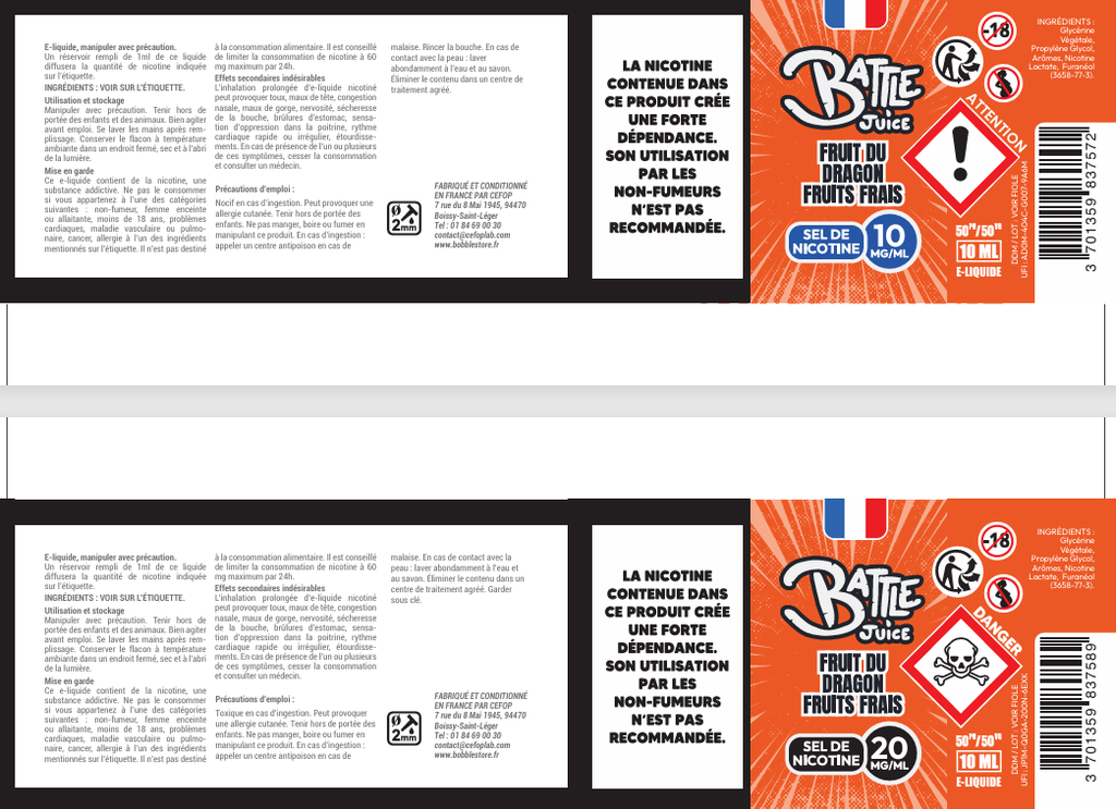 Battle Juice 10ml SDN - Fruit du Dragon Fruits Frais