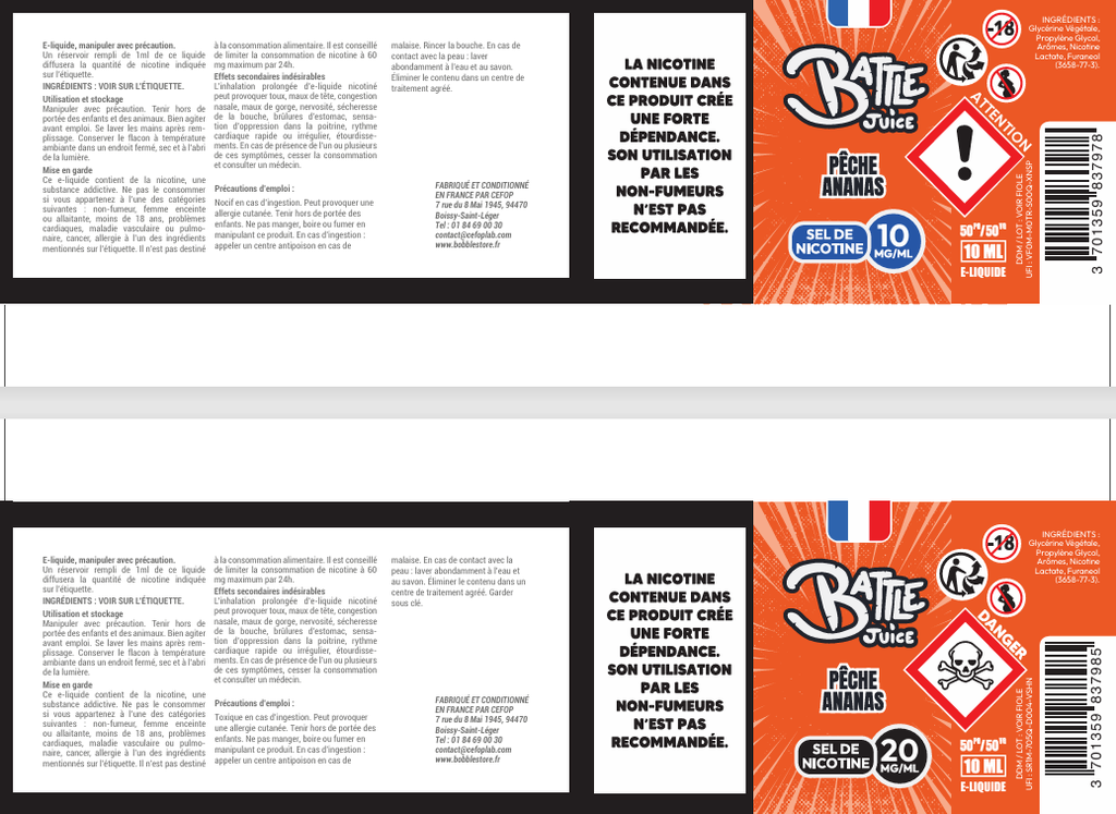 Battle Juice 10ml SDN - Pêche Ananas