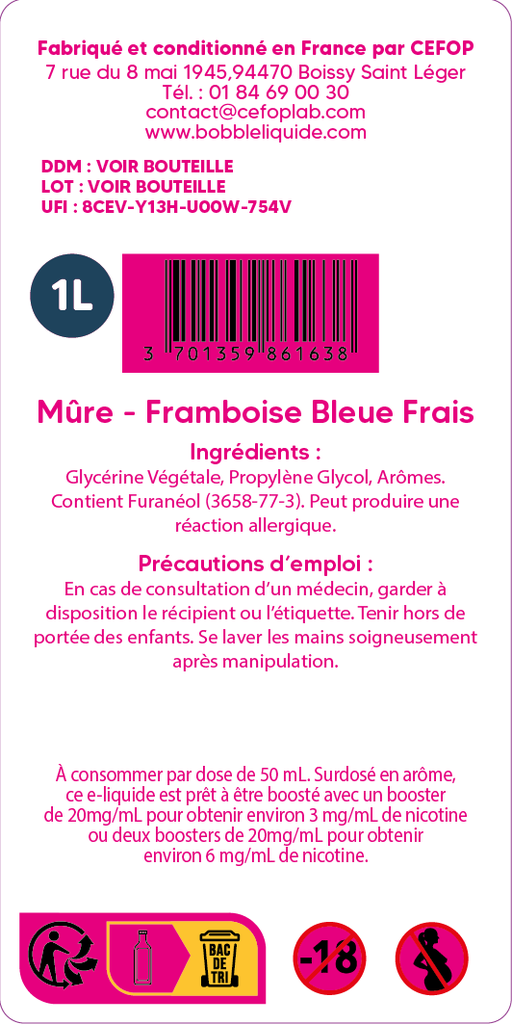 Lab Hexagone - Mûre Framboise Bleue Frais  1L 